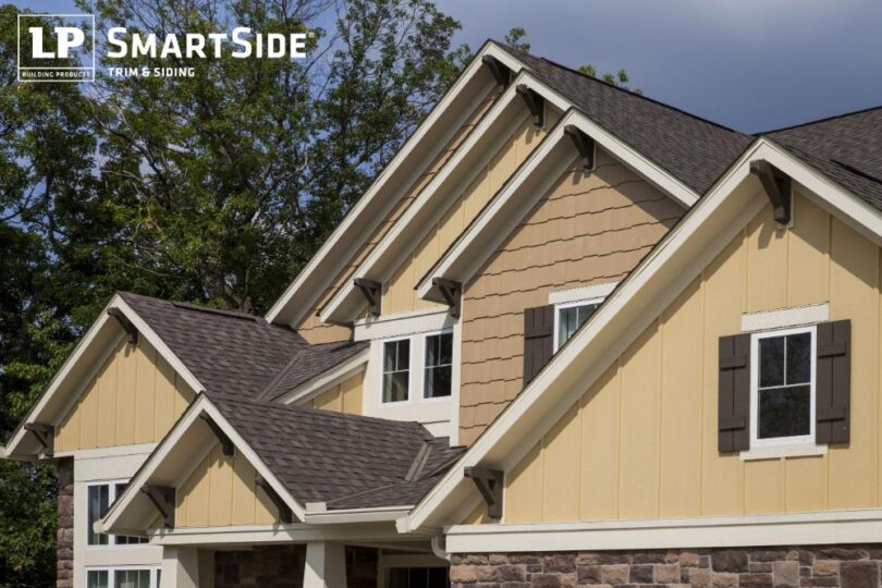 Modern house with LP SmartSide siding and trims.